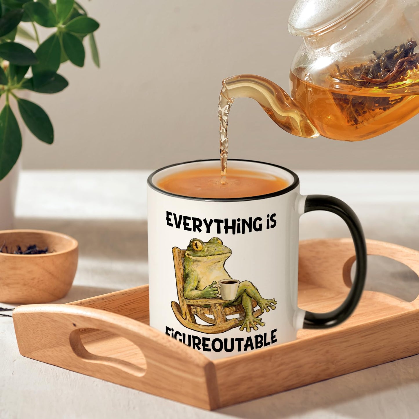 Shqiueos Funny Gifts for Women Men Coffee Mug 11oz, Gag Birthday Gift for Her Him, Friends, Office Present for Coworkers, Boss, Manager, Cute Frog Inspirational Humor Cup, Everything Is Figureoutable