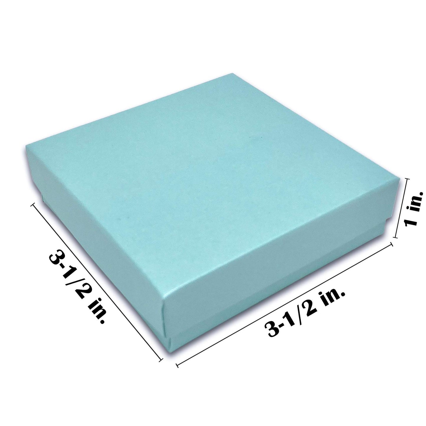 TheDisplayGuys - 25-Pack #33 Cotton Filled Cardboard Paper Jewelry Boxes Gift Case - Pearl Teal (3.5" x 3.5" x 1.0") - for Shipping or Storage