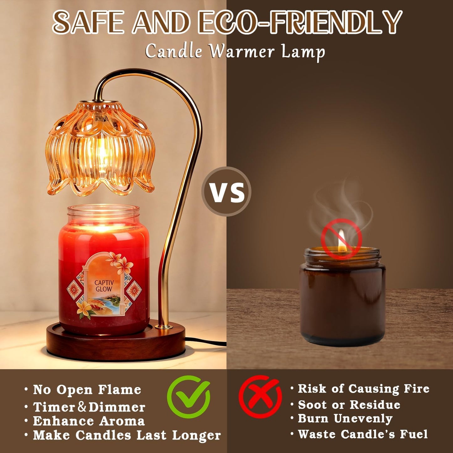 Funistree Flower Candle Warmer Lamp with Timer, Dimmable Candle Lamp Warmer, Mothers Day Birthday Gift for Women Her Mom, House Warming for New Home Decor, Lotus Wax Warmer for Yankee Candles