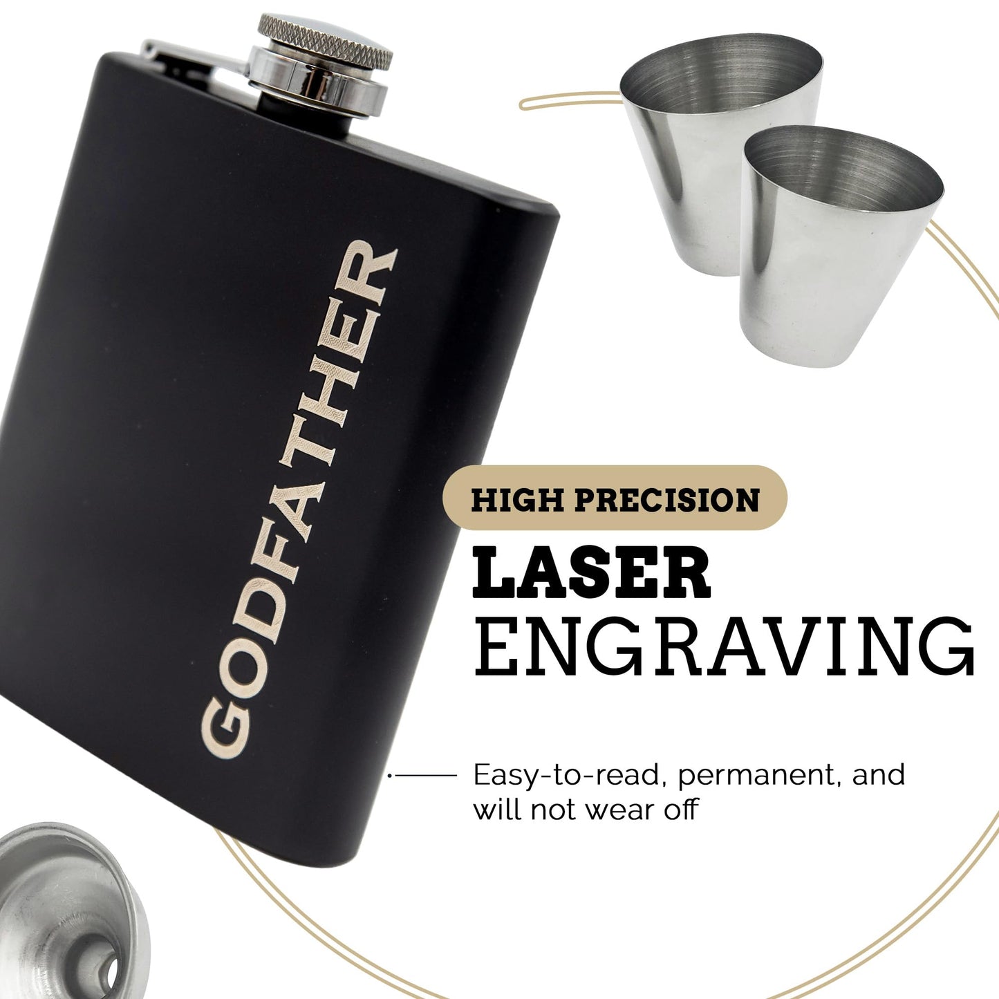 Godfather Gifts from Godchild, Godfathers Gift, Will You be my Godparents Proposal, God Parents Presents Proposal, God Father's Present, Baptism, Hip Flask Engraved (Godfather)