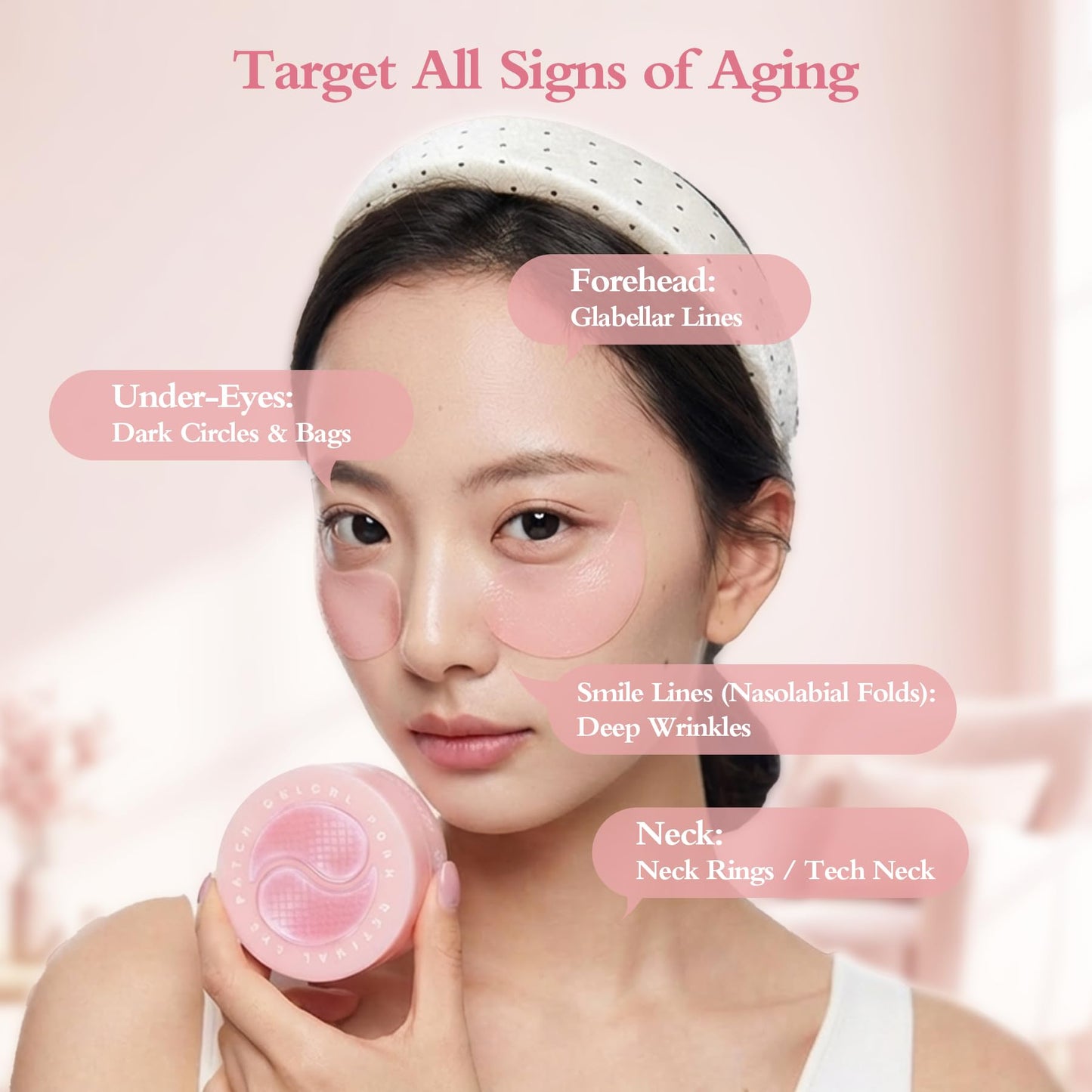 PDRN Eye Patches 5000ppm, Anti Smile Line & Wrinkle Under Eye Patches, Salmon DNA & Retinal Eye Mask for Puffy Eyes & Dark Circles, Eye Gels with Collagen & Peptides, Mothers Day Gifts for Mom, 60 Pcs