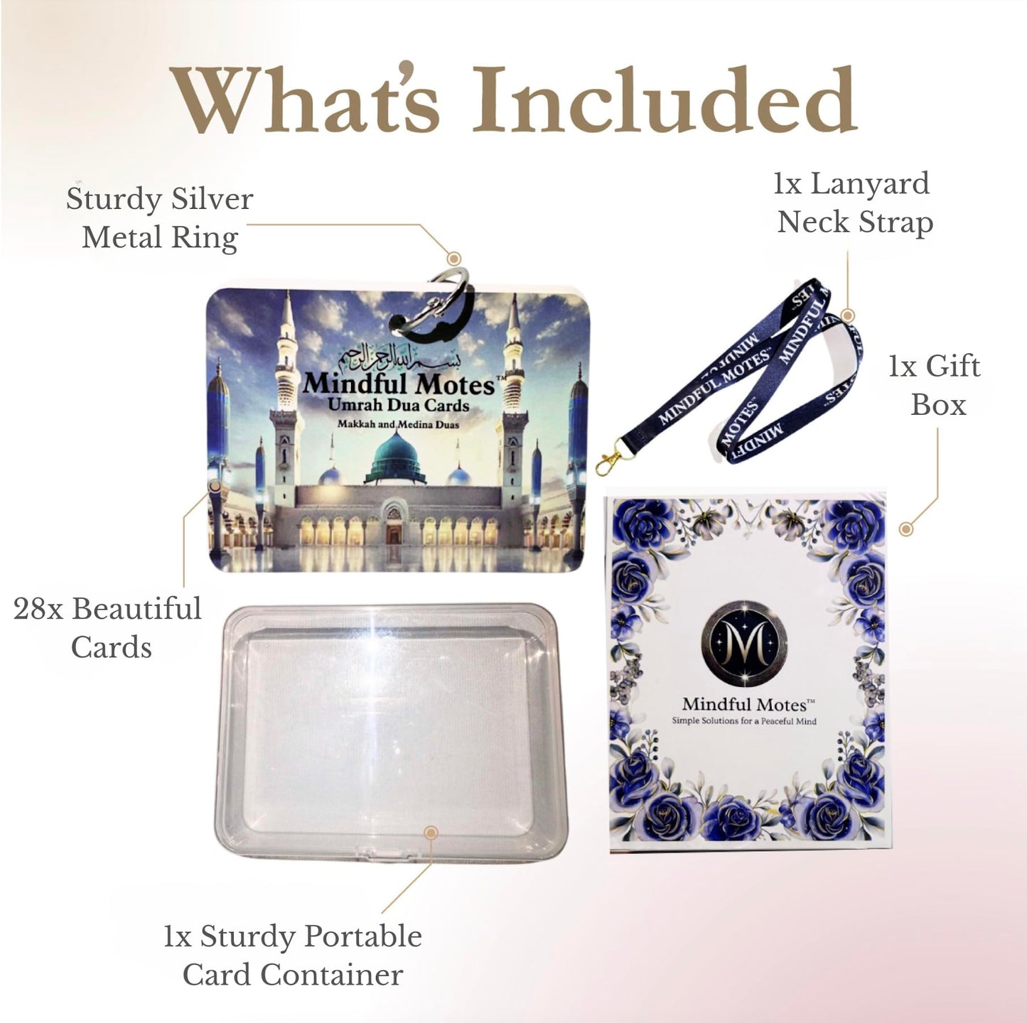 Umrah Dua Cards – Islamic Cards, Portable with Storage Box & Lanyard & Gift Box, Umrah Essentials, Umrah Mubarak Gift, Muslim Gifts for Men & Women, Umrah Gifts & Quran Gift