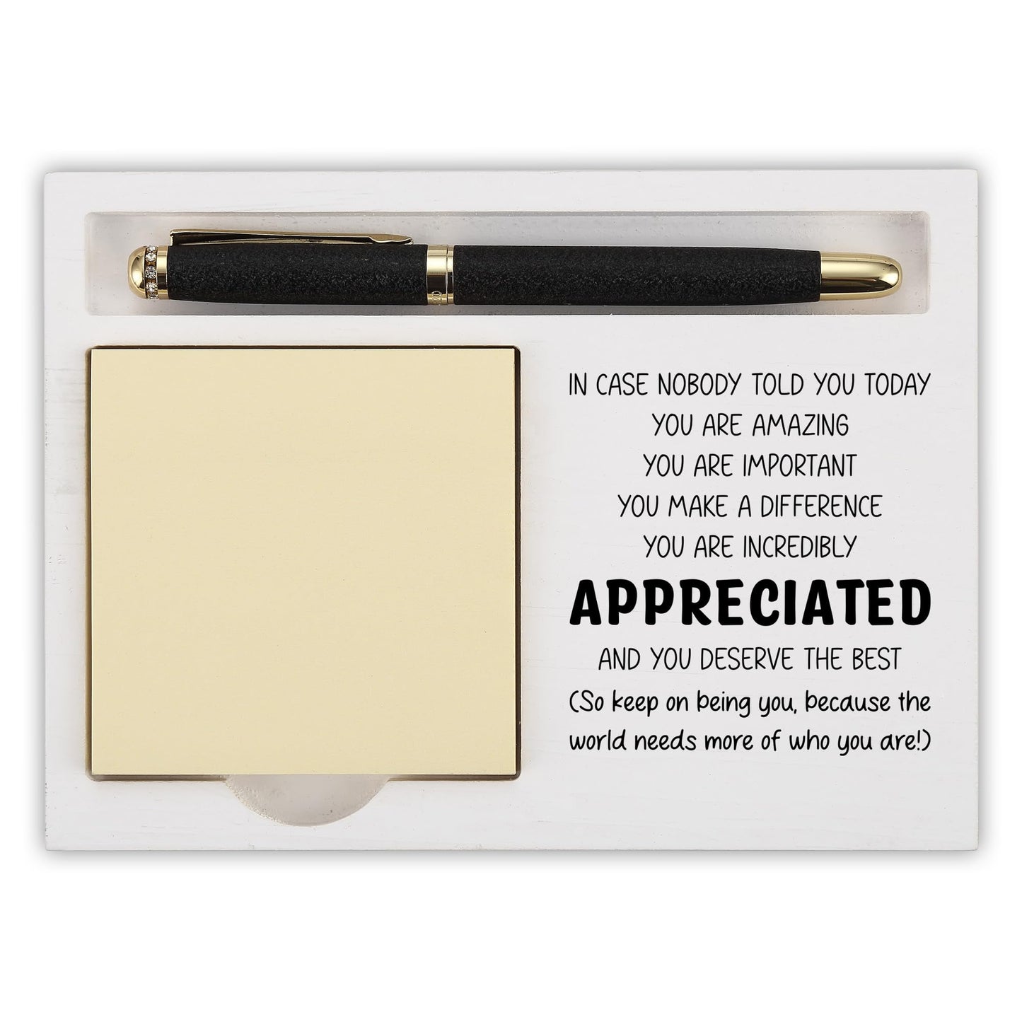 Appreciation Desk Organizer for Coworker Boss Friend, You are Amazing Motivational Gift, Pen and Sticky Note Holder for Office Decor, Birthday, Thank You - FTB319