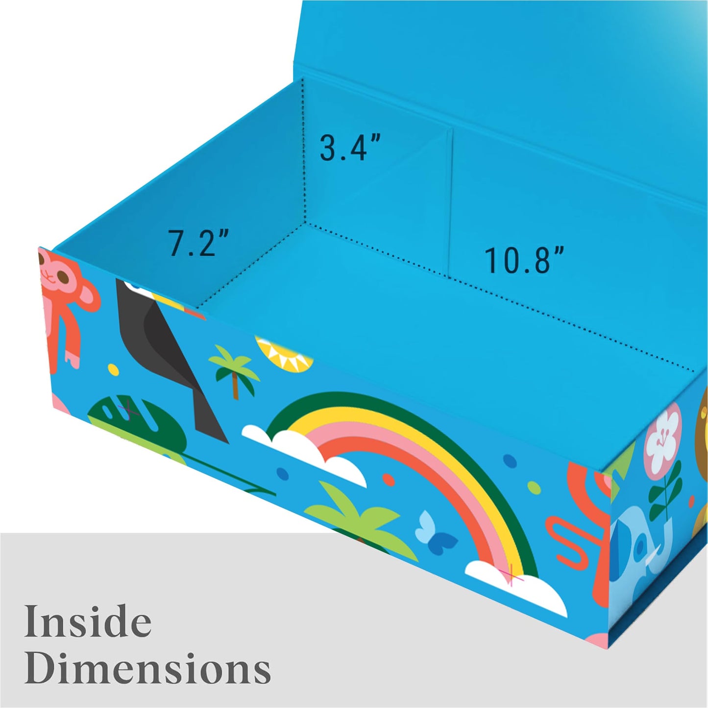 Sorarto Birthday Box for Kids – Jungle Animal Memory Box for Keepsakes with Magnetic Lid – Sturdy Decorative Gift Box for Boys & Girls (Lion, Elephant, Rainbow) – 11.5" x 7.5" x 3.5"