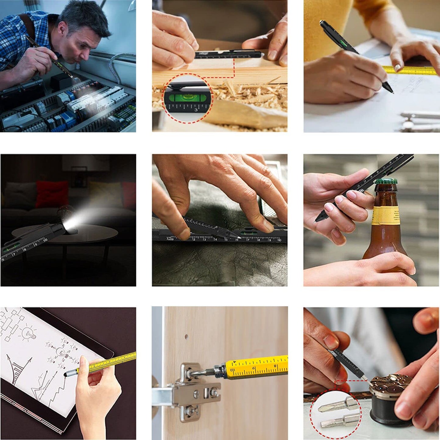 Gifts for Men, Stocking Stuffers for Men Adults, Multitool Pen Set 2pcs Multi-Tool Pens Cool EDC Gadgets, Christmas Birthday Presents White Elephant Gifts for Adults Dad Grandpa Husband Him Guys Women