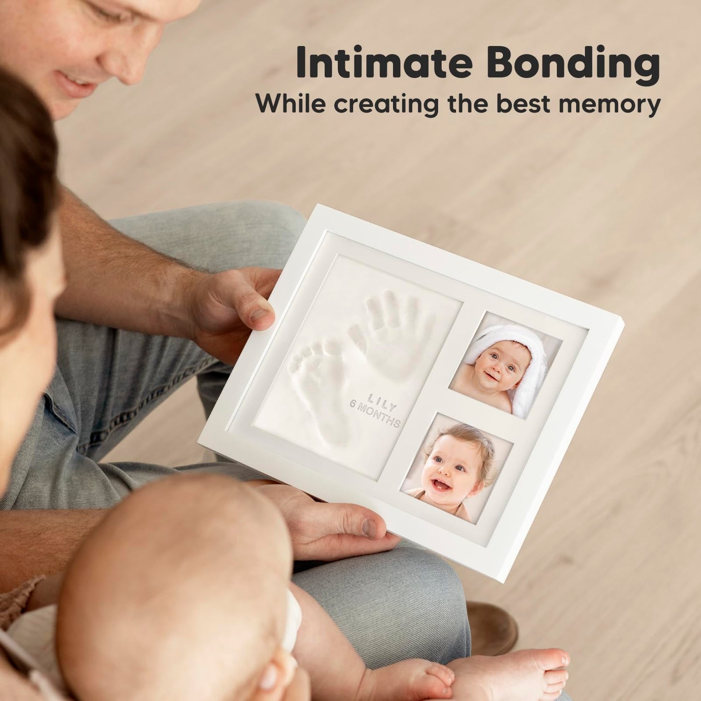 Baby Hand and Footprint Kit - Quick Dry Clay Baby Footprint Kit, Pets Paw, Newborn Keepsake Picture Frame for Boys, Girls, Personalized New Mom Gifts for Shower & Registry, Mother's Day (Alpine White)