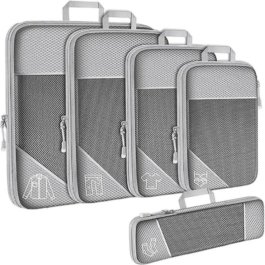 5 Pack Packing Cubes for Travel Ultralight Expandable Suitcase Organizer Bags with Double Zipper for Carry-on Luggage, Cruise, Vacation