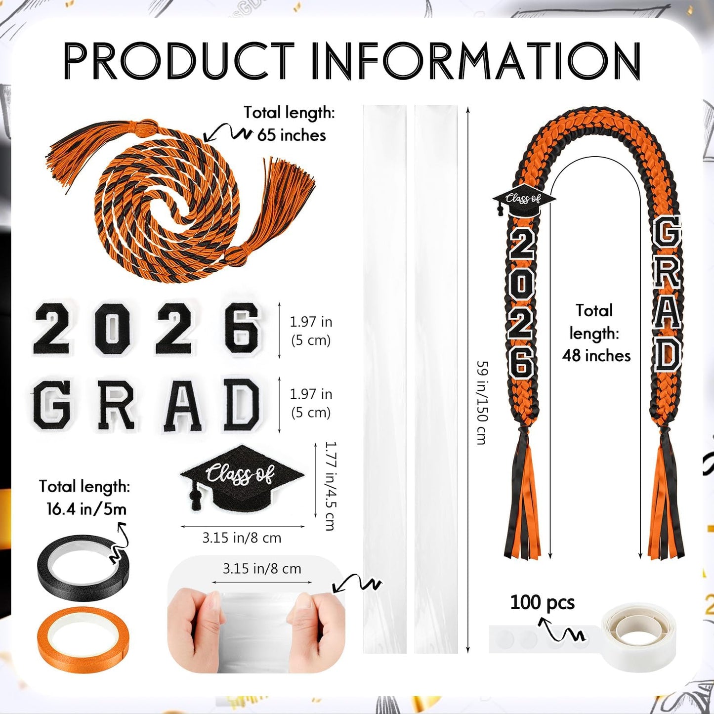 YLOLUL 16 Pcs Graduation Leis 2026 Graduation Candy Lei Kit with Honor Cord Class of 2026 Graduation Ribbon Money Lays Necklace Graduation Gift Party Accessories for Women Men