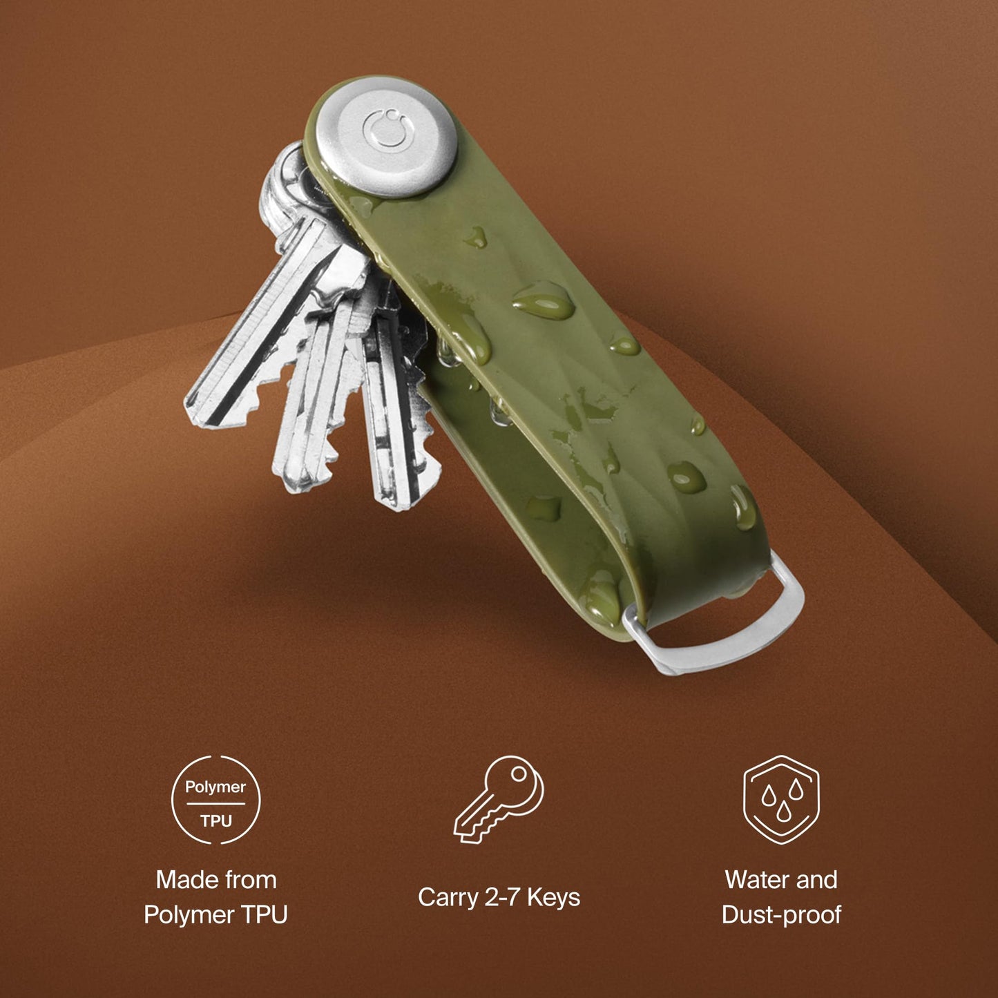 Orbitkey Active Key Organizer Lite – Durable Holder with Elastic Polymer Band, Carabiner Ring & Secure Locking Mechanism – Slim Pocket-Friendly Keychain for Everyday Carry & Travel (Dusty Pink)