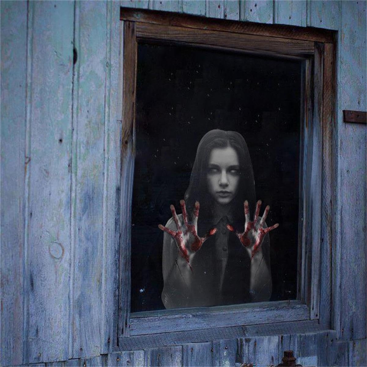 Yeysynana Halloween Party Window Decorations, Scary Female Ghos Static Halloween Window Clings Stickers Decor for Glass Windows Door Home Indoor Outdoor Party Supply