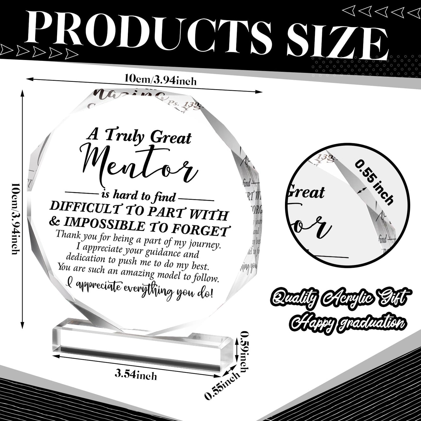 Panelee Thank You Gifts for Women Men Acrylic Appreciation Inspirational Gift Office Coworker Farewell Acrylic Sign Table Decor for Home(Mentor)