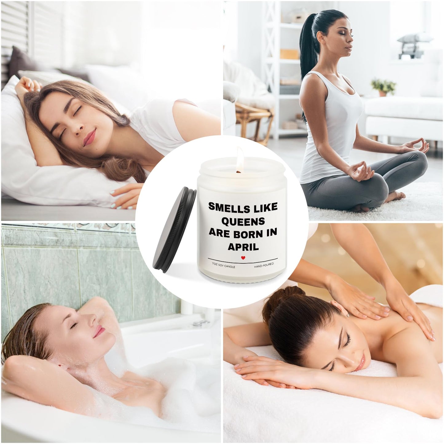 Aremdys Birthday Gifts for Women, April Candle for Queens are Born in April, 30th 40th 50th 60th 70th Happy Bday Gifts Idea for Women Sister Mom Friend from Men Sister Son Friends, 7OZ Scented Candle