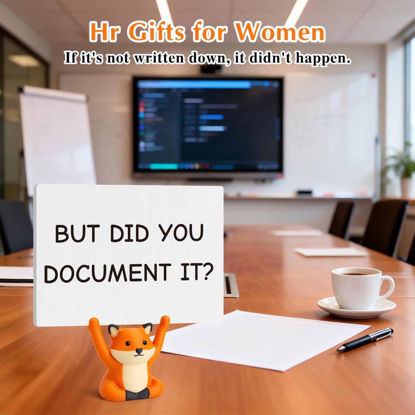But Did You Document It Sign - Funny Gifts for Lawyer Nurse Teacher HR, Cute Fox Office Desk Accessories, Sarcastic Decor for Women Men, Coworker Leaving Boss Day Present