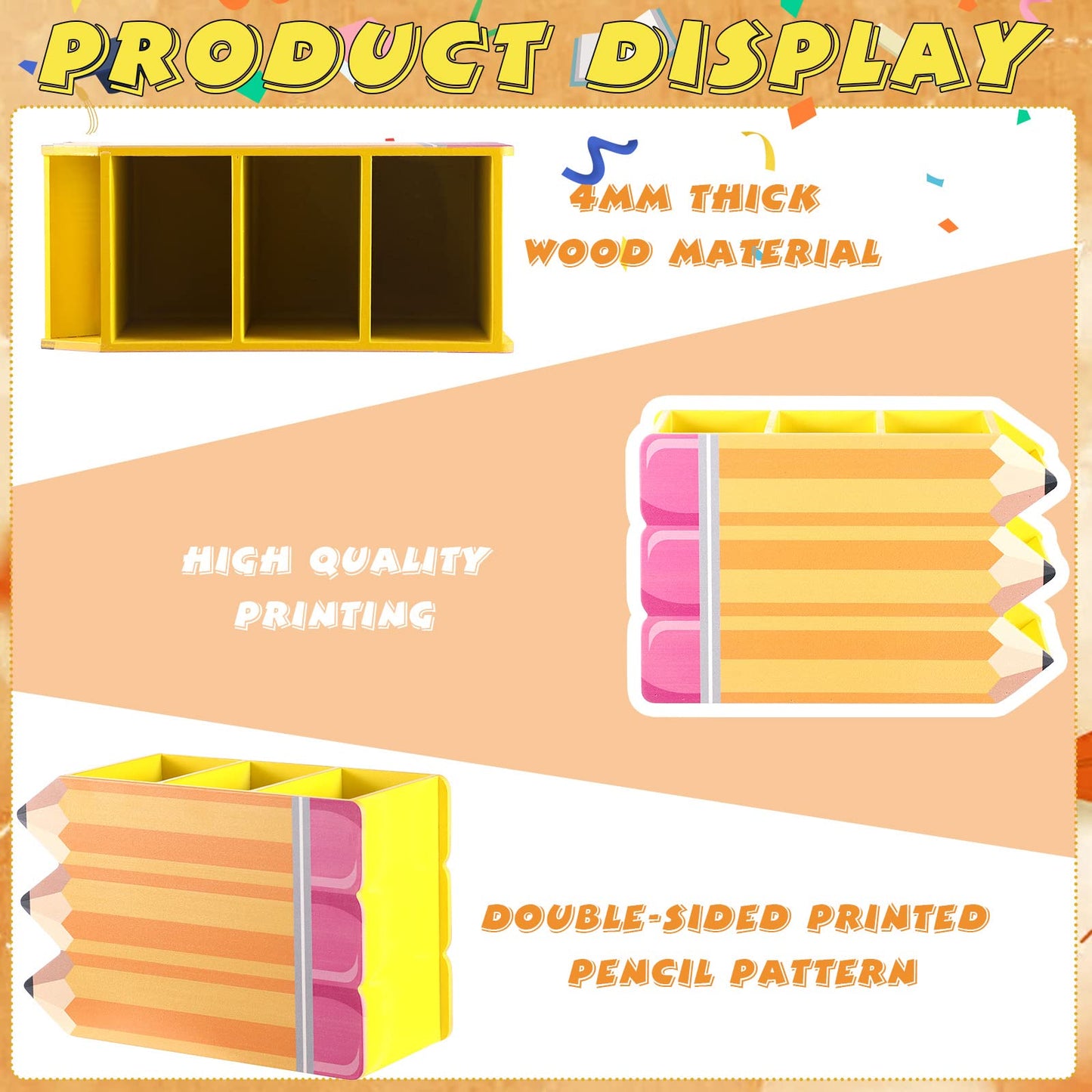 Faccito Teacher Appreciation Gifts Pencil Shape Pencil Organizer Teacher Desktop Pencil Holder for Women Men School Desk School Office Supplies