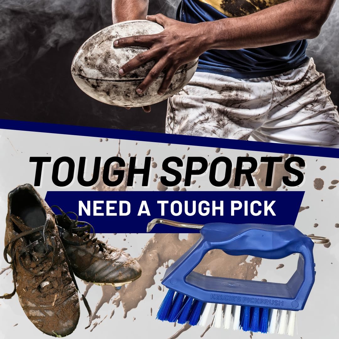 Kelcie's Handheld Shoe Cleaning Brush with Pick for Cleaning Mud Off Shoes in Minutes - Boot Brush & Cleat Cleaner for Golf, Soccer & Other Outdoor Footwear - Heavy-Duty Stiff Bristles Boot Scrubber