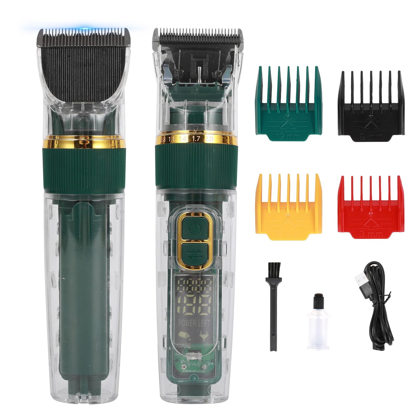 ODJSY Pet Dog Grooming Kit Low Noise - Rechargeable Cordless Dog Clippers, IPX7 Waterproof Clippers with 4 Guide Combs & Stainless Steel Blade for Cats/Dogs/Small Animals