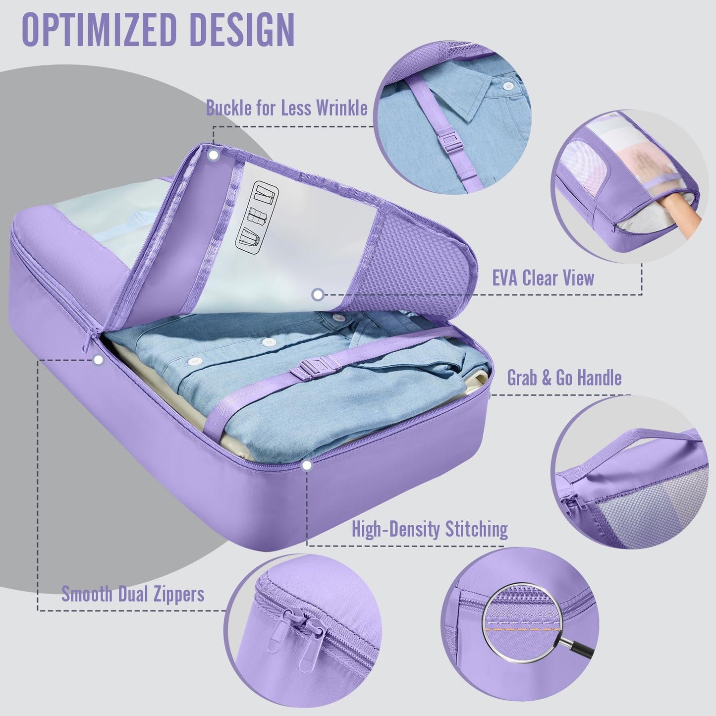 Veken 8 Set Packing Cubes for Travel Essentials, Suitcase Organizer Bags in 4 Sizes, Carry-On Luggage Accessories with Large Laundry & Hanging Toiletry Bag, Must-Have for Airplane, Road Trip & Camping