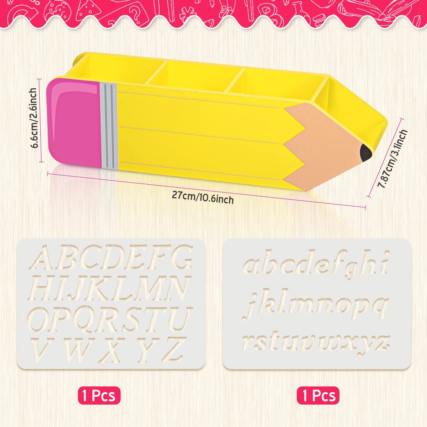 Containlol Teacher Appreciation Gifts Name DIY Pencil Shape Holder Organizer Birthday Favor Supplies for Women Men End of Year Thank You Gifts Desk Sign School Office Decor
