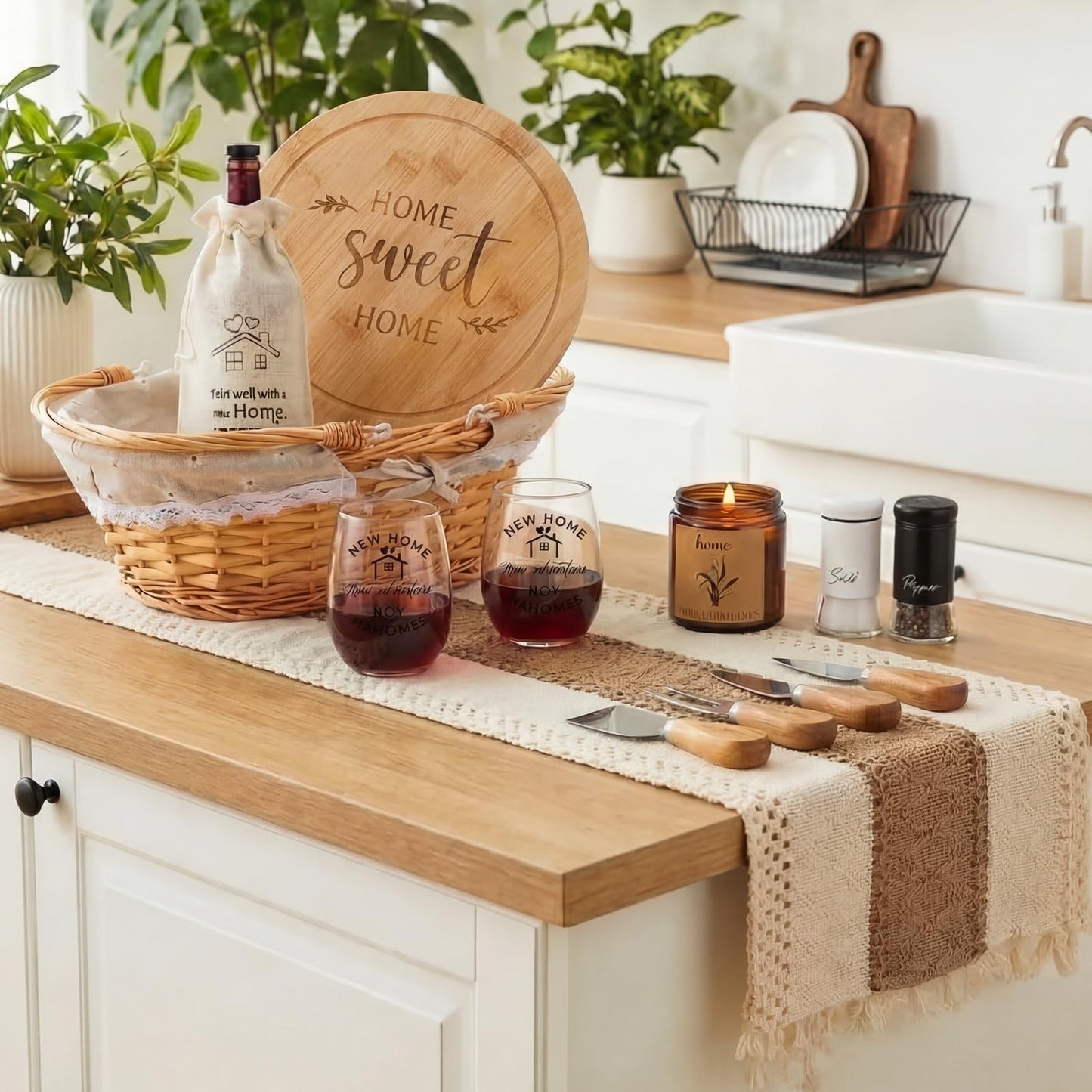 LemonRoad 17 Pcs House Warming Gifts New Home Housewarming Gift Baskets for Christmas Home Buyers Xmas Kitchen Favors House Agents Closing Favors for Women Men Couples Newlywed Friends