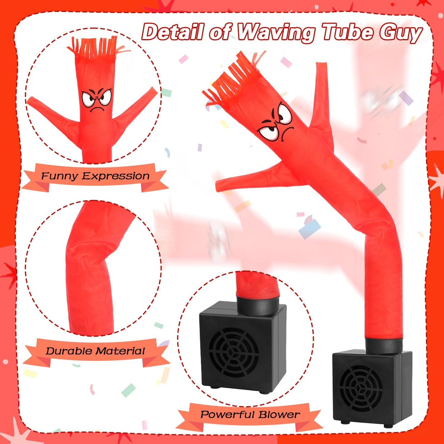 HOMQYTE Mini Inflatable Tube Man Novelty Gag Gifts Wacky Waving Inflatable Tube Guy Desktop with Blower for Christmas White Elephant Gift (Red)