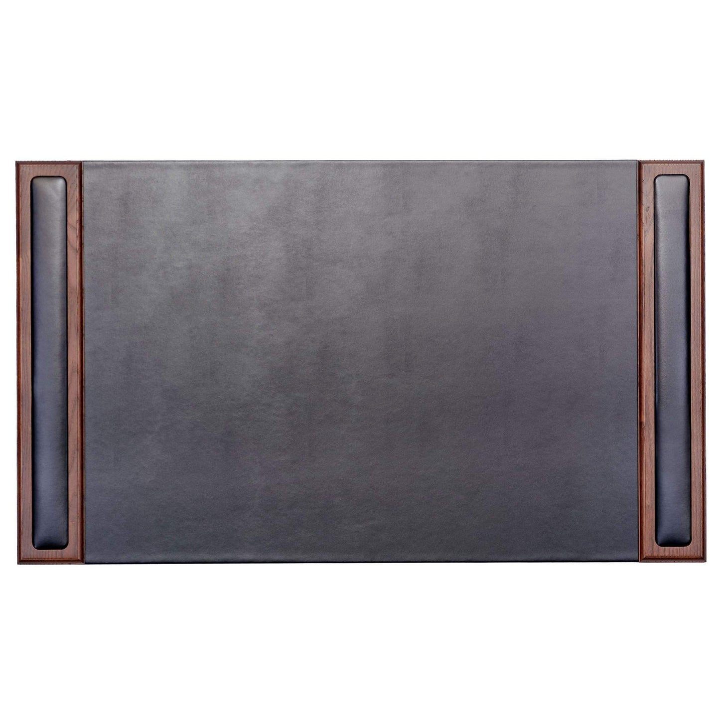 Dacasso Walnut and Black Leather Desk Set, 10-Piece, 34" x 20"