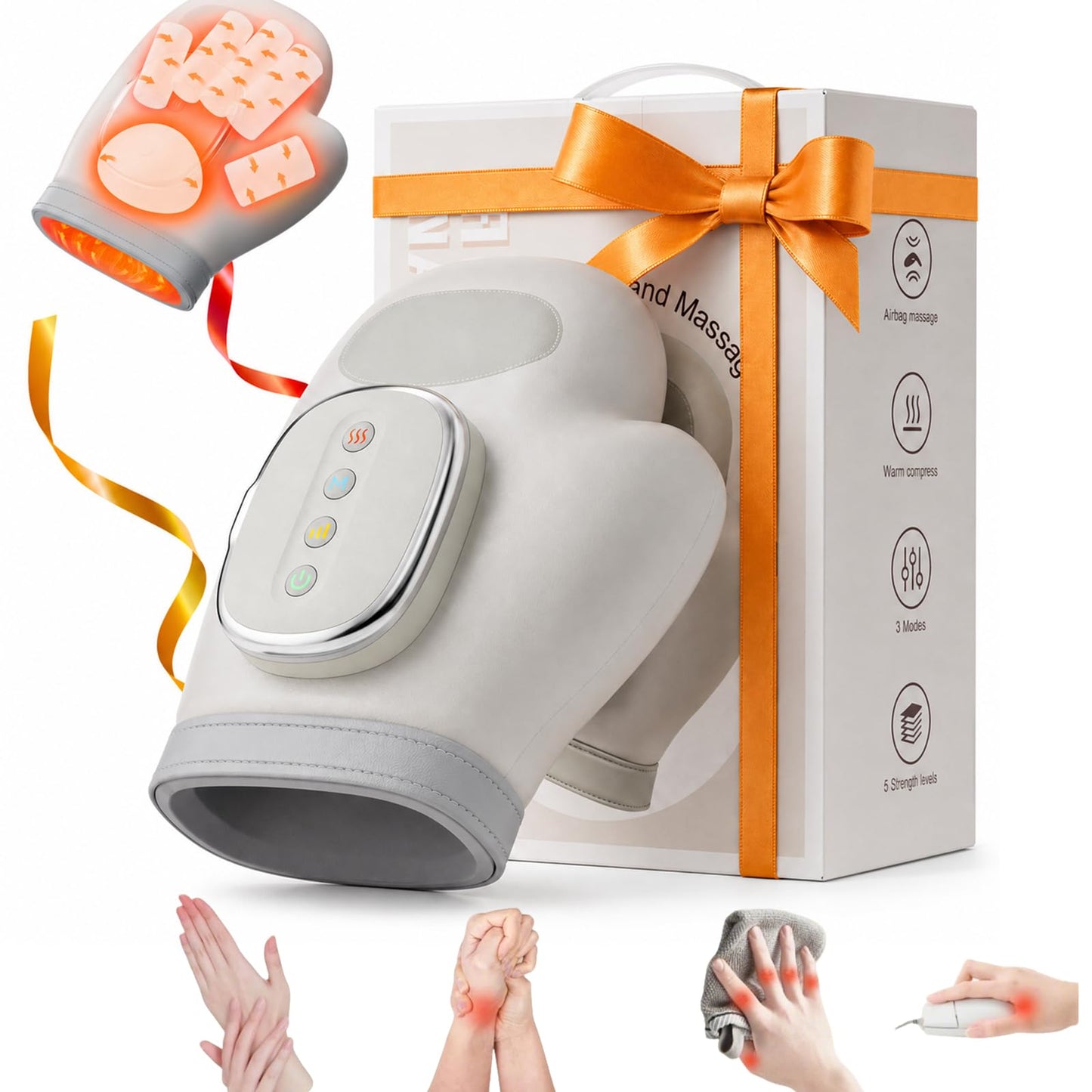 VIOXIA Mothers Day Gifts Hand Massager with Heat and Compression, Cordless for Arthritis & Carpal Tunnel Relief – Longer Battery Life, Enhanced Thumb Massage, Ideal for Stress & Gifts for Men/Women