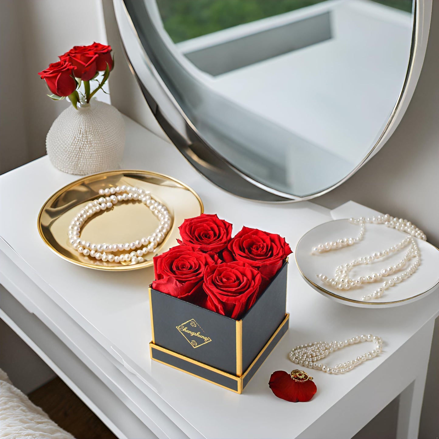 Changshunqi Forever Flowers, Preserved Roses in a Box, Eternal Rose Flowers for Delivery, Forever Preserved Roses for Her Women Wife Christmas Birthday Mothers Flower for Mom Womens Girlfriend