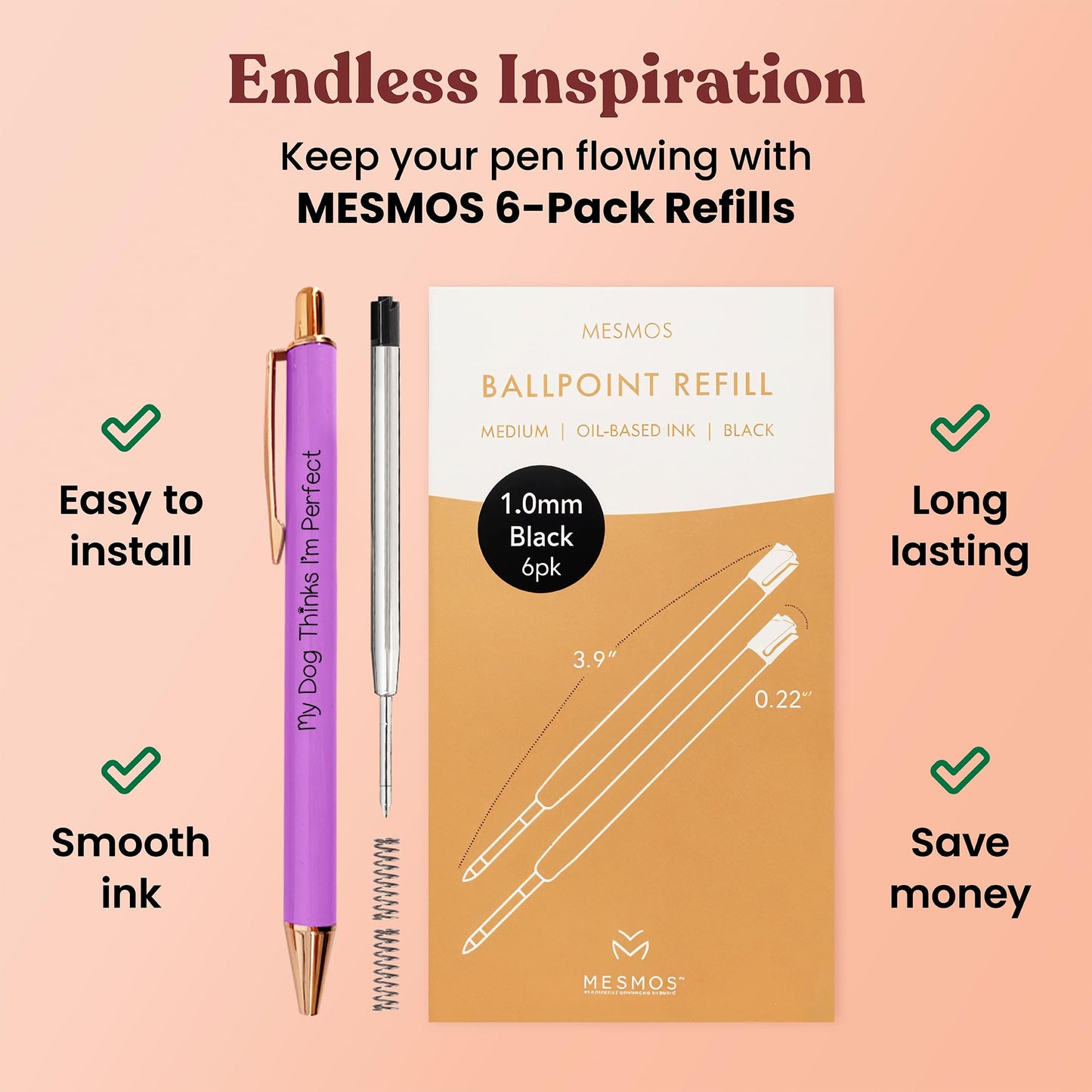 MESMOS 3-Pack Dog Mom Gifts, Mothers Day Gifts for Mom, Fancy Pens for Women, Dog Lovers Gift for Women and Owners, German-Made Ink Ballpoint Pens, Swiss-Made 1mm Medium Tip