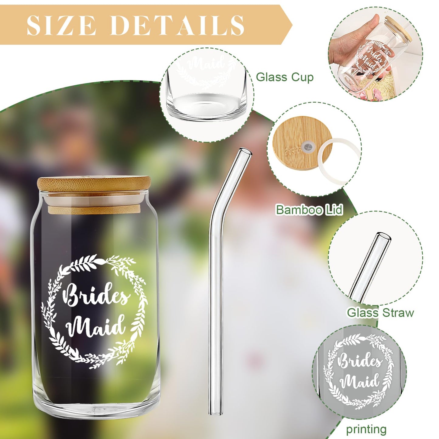 HOMENERGY Bridesmaid Proposal Gifts Set 6 - "Will You Be My Bridesmaid Kit with Elegant Box Jewelry Box Glass Cup Invited Cards Knotted Bracelets Sunglasses Scrunchies Raffia Grass Pink 54 Pcs