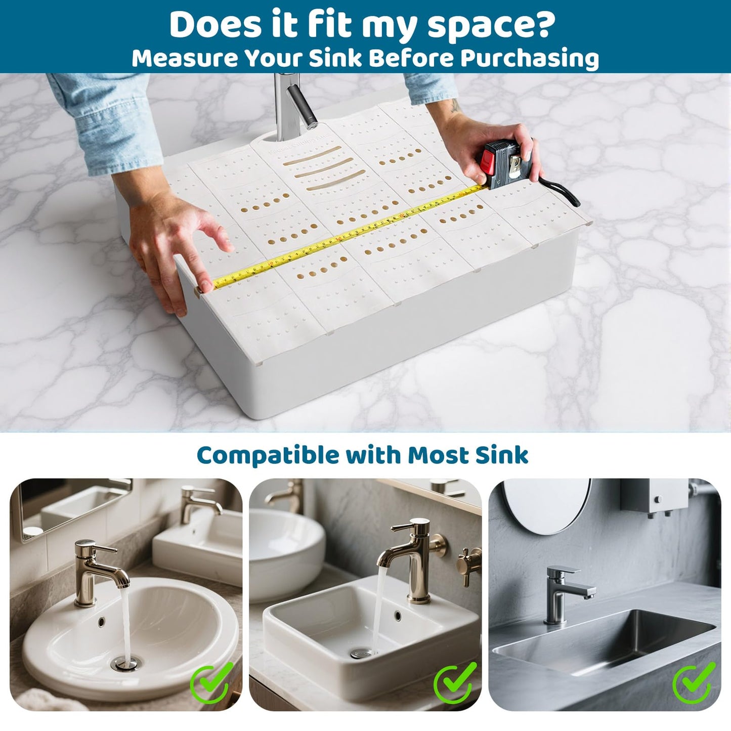 Johamoo Bathroom Sink Cover for Counter Space, Foldable Silicone Sink Mat Makeup Organizer Mat Space Saver, Women’s Gifts for Christmas RV Camper Travel Must Haves Accessories - Large, Pearl