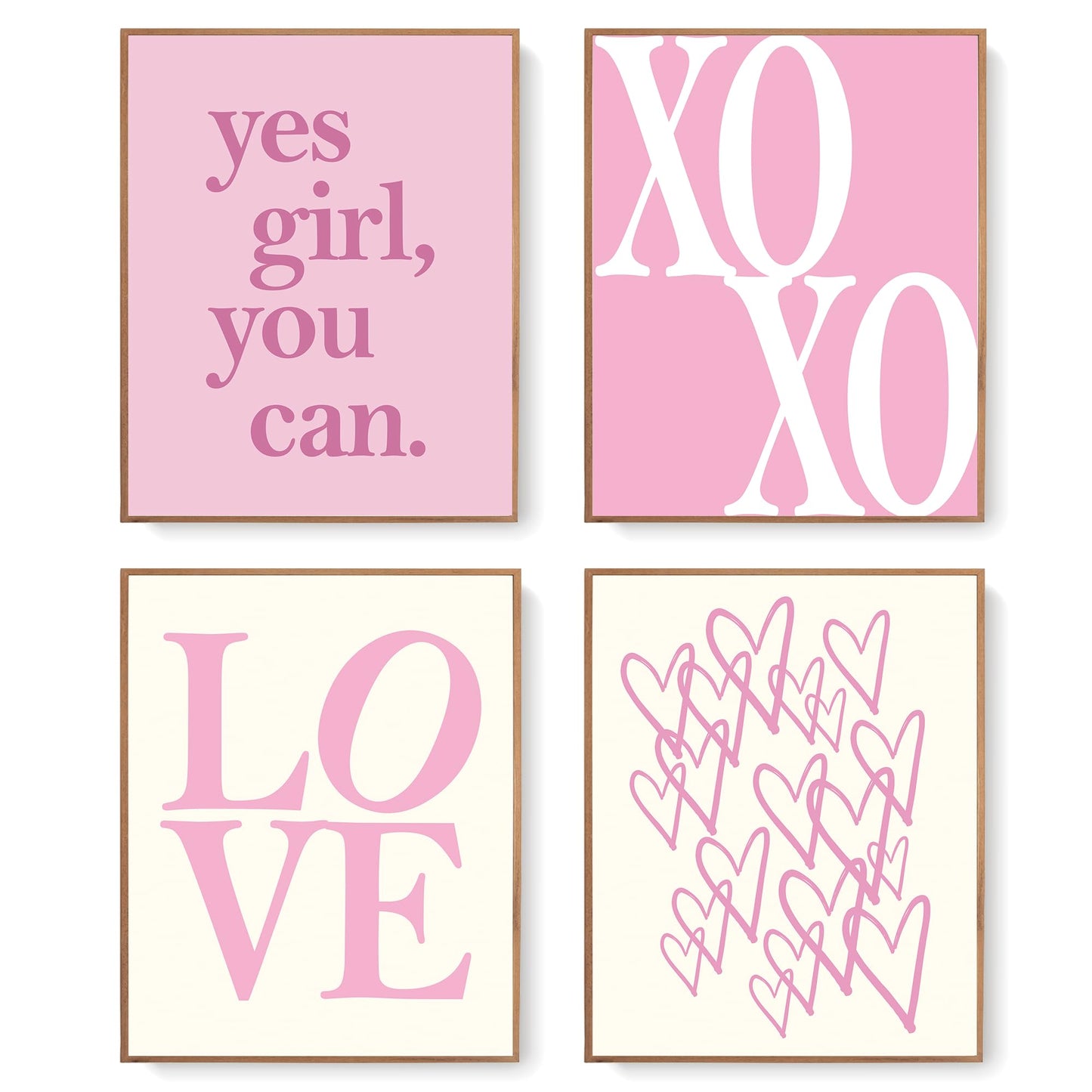 LARTSFRO Coquette Inspirational Pink Girls Room Decor Posters,Inspirational Pink Girls Minimalist Wall Art Room Decor Bedroom Dorm Room Bathroom,Aesthetic Gifts For Teen Girls,10x8 inch Set of 4 Pictures(UNFRAMED)
