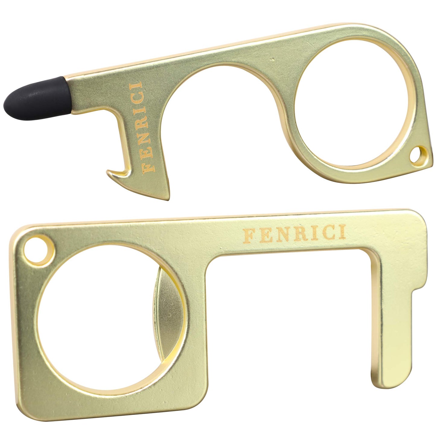 3-in-1 Stylus, Bottle Opener, and Keychain - Multifunctional Touchscreen Pen, Compact Beverage Opener, and Lightweight Keyring Accessory, Gold, 2Pack