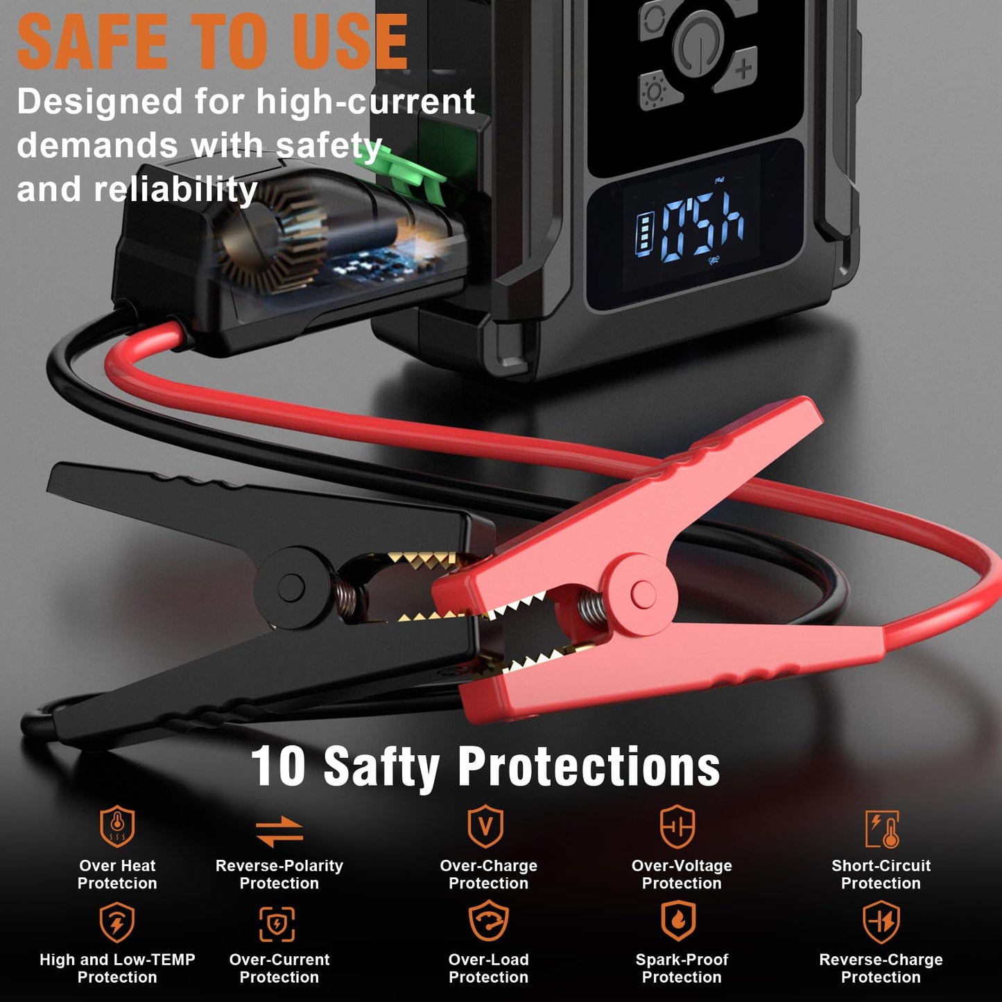 osaiv Jump Starter with Air Compressor, 3000A Car Battery Jump Box for 8.5 Gas/6.5L Diesel Vehicles, 150PSI Tire Inflator Auto-Shutoff, 10 Safety Modes, 3-Mode Emergency Light