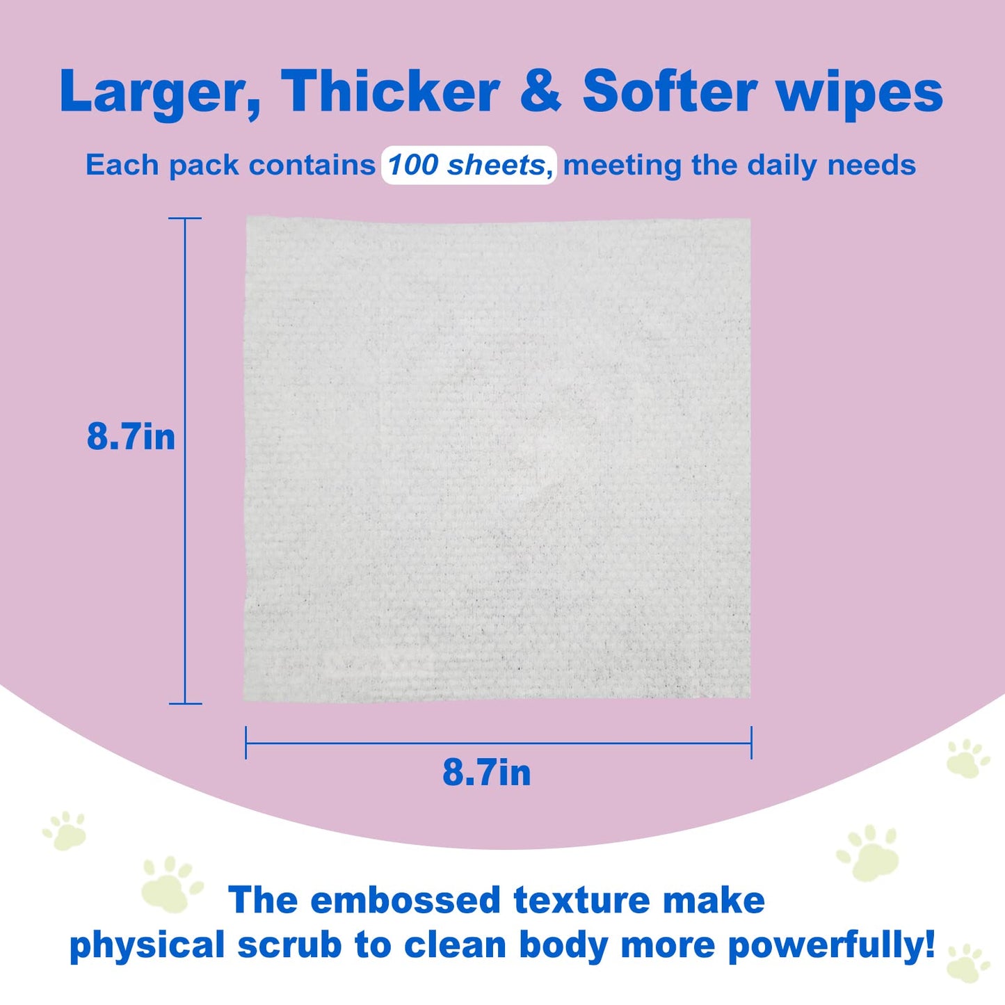 DR.EASY Odor Remover Pet Grooming Wipes 100Ct Lavender Plant Based Ingredients for Paws,Body,Nose &Bum Cleaning,Remove Dirt,Dander & Excess Hair with Soft and Thick Wipes,No Artificial Fragrance