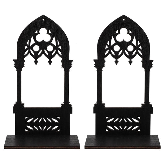 Kichvoe Gothic Candle Holder Decorative Arch Style Candle Stand for Tabletop Vintage Pillar Stand for Home Restaurant Bar and Church Decoration 7.87X4.33X0.62In