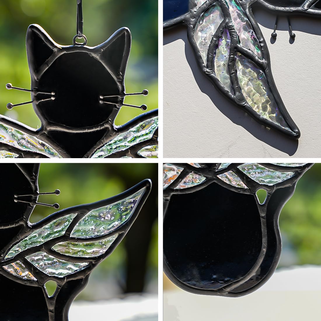 HAOSUM Black Angel Cat Memorial Gifts for Cat Lover,Stained Glass Window Hanging,Angel Wing Black Cats Suncatcher Decor,Cats Death Sympathy Gifts for Women,Daughter,Mothers Day,Christmas