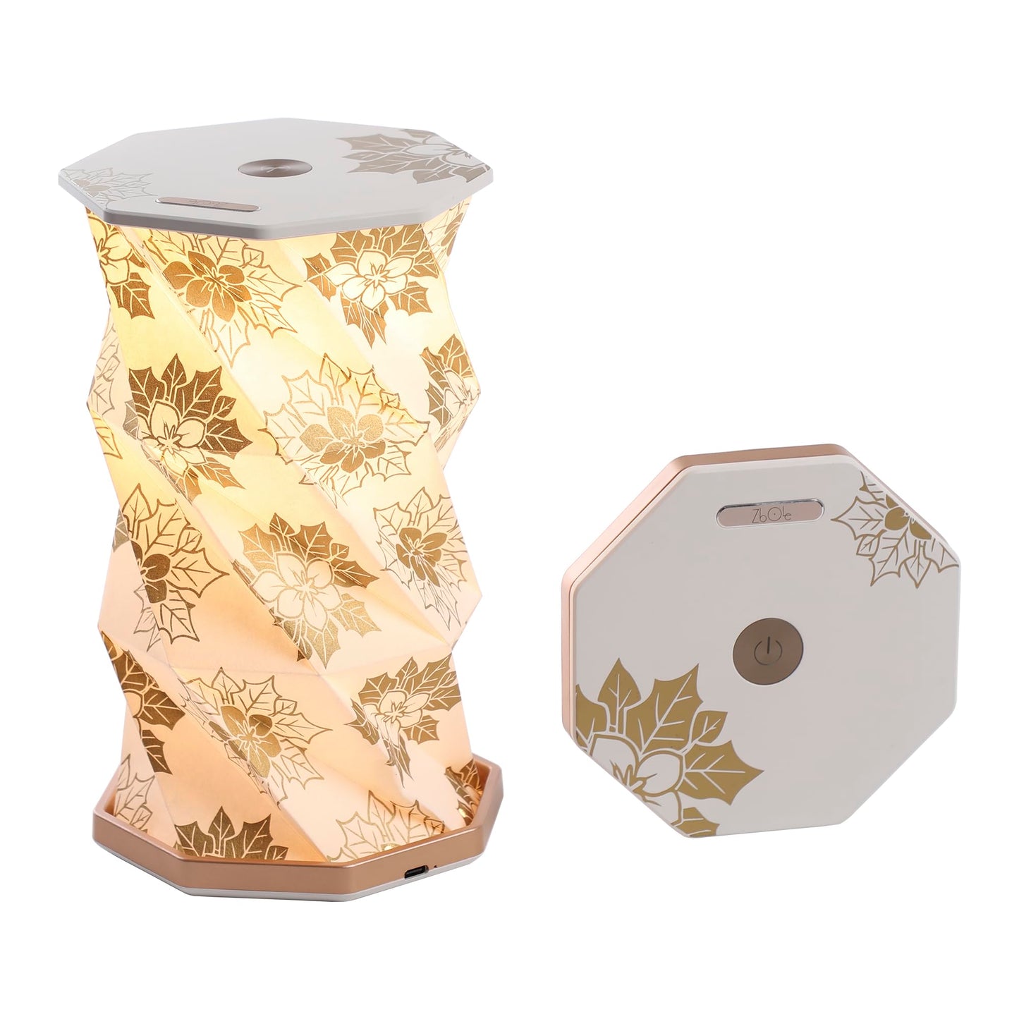ZBOLE Birthday Flower Folding Rotating Lamp - December Christmas Rose, Rechargeable Folding Paper Light, Elegant Gift Box – Ideal Anniversary, Birthday Gift for Women, Mom, Sister, Grandma-White