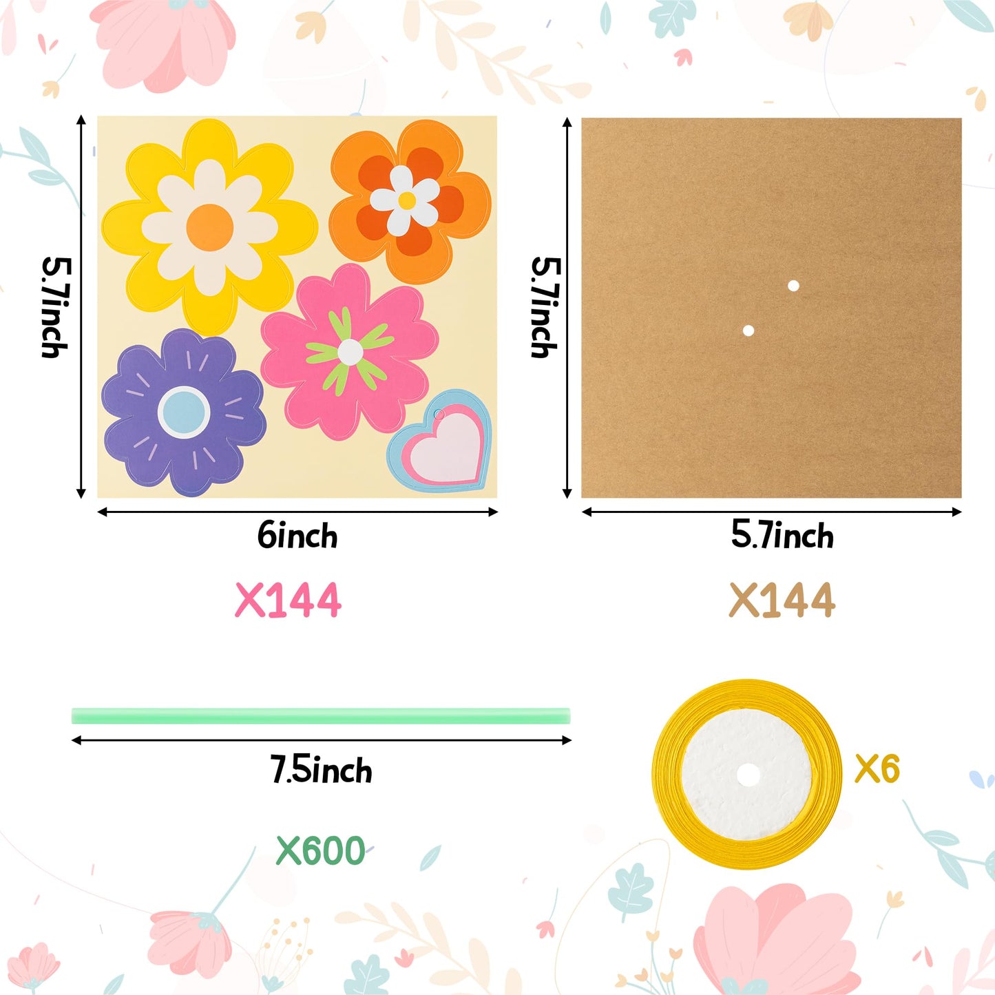 BeYumi Flower Bouquet Craft Kit - 48Pcs Mother's Day Flower Bouquet Craft for Kids Make Your Own Bunch of Flowers Teacher Appreciation Week DIY Thankful Gift Set School Classroom Home Fun Activities