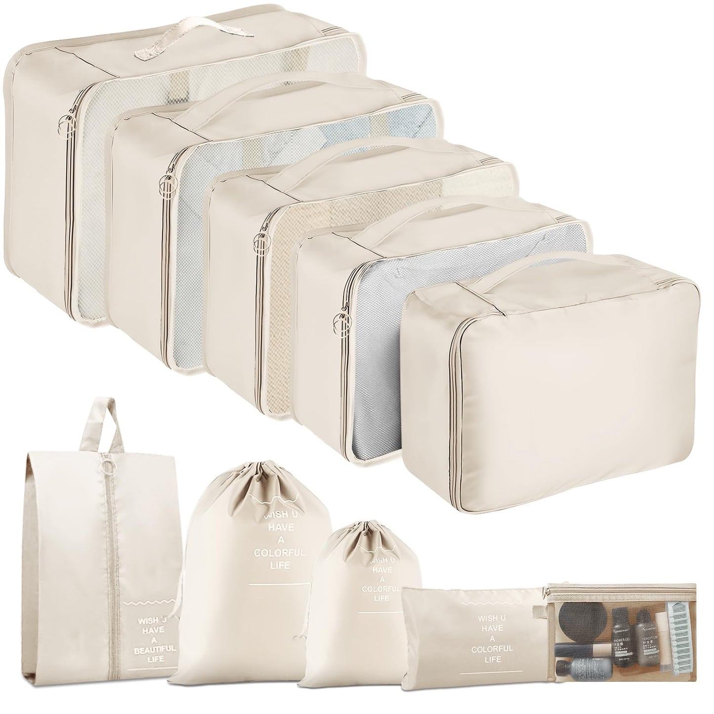 Packing Cubes for Travel-10 Set Luggage Organizer Bags for Family, Mesh Breathable Packing Cubes for Suitcases Durable Travel Essentials Bags Set