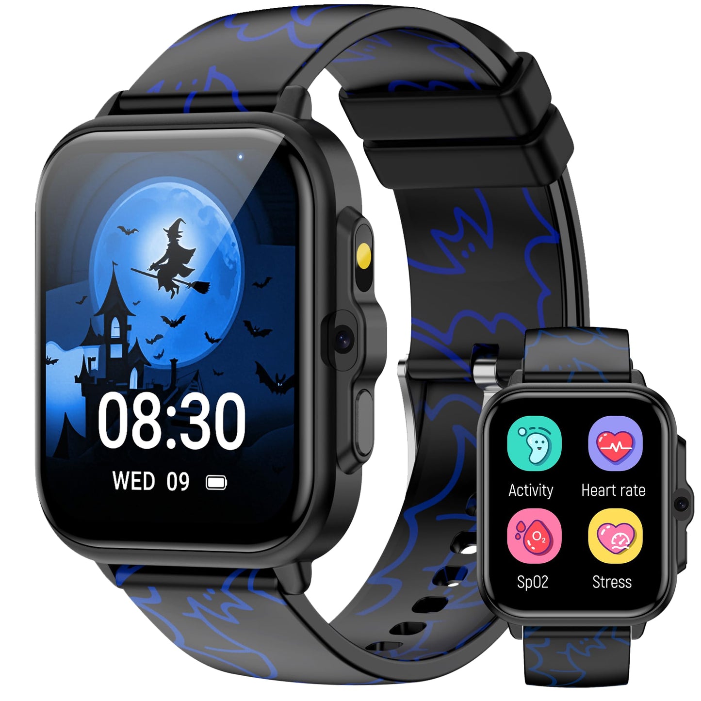Smart Watch for Kids,1.85" Fitness Tracker,AI,games,Sports,Sleep Monitor,Camera,Videos,Alarm Play Music Flashlight Pedometer Stopwatch Pedometer IP68 Waterproof Gift for Boys and Girls (Black)