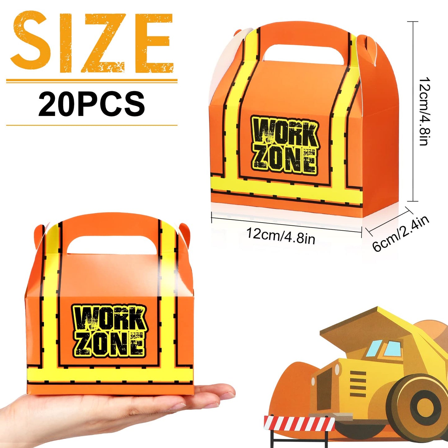 Marspark 20 Pack Construction Party Favor Boxes, Construction Birthday Parties Supplies, Truck Goodie Party Favor Boxes for Kids' Birthdays, Baby Showers, and Truck Themed Parties