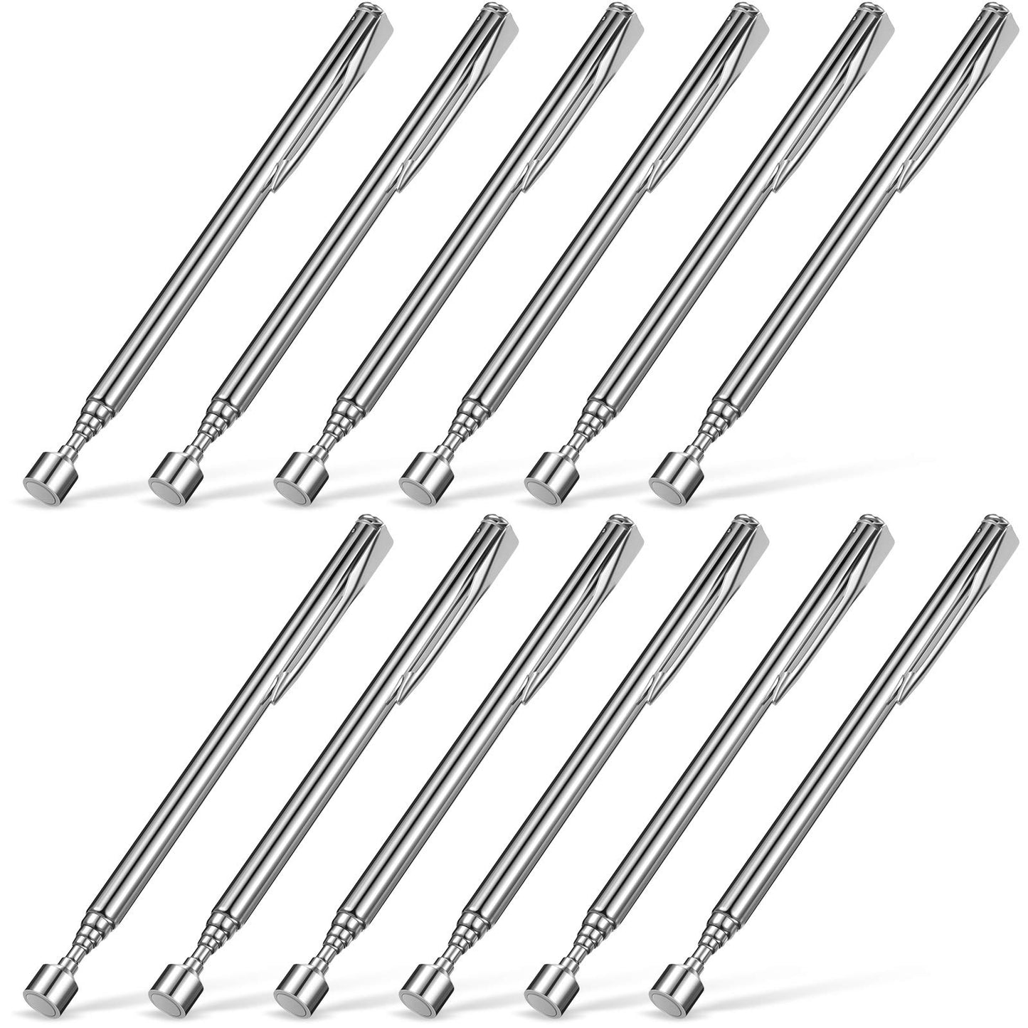 12 Pieces Telescoping Magnet Pickup Tools in 2 Lb Magnetic Stick Gadget with Pocket Clip Magnet Tool to Retrieve Screws Nuts Pins for Men Birthday, Father's Day, Valentine