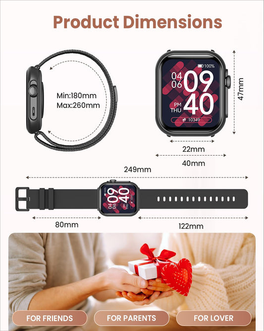 Smart Watches for Women Men, 1.83" HD Smart Watch for Android iPhone with Calls/Messages/Notifications, Sleep/Heart Rate/SpO2/Blood Pressure Monitor, 110+ Sports Modes Fitness Watch, 1000mAh Battery