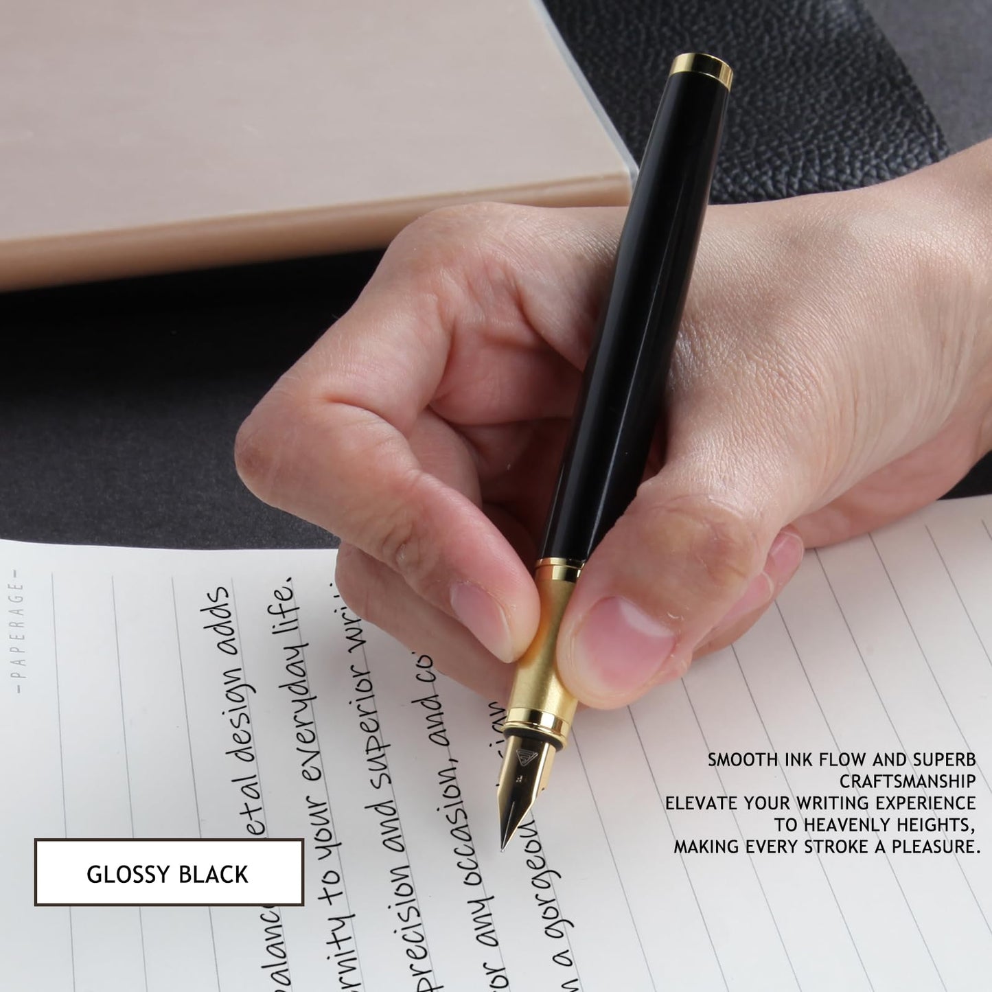 Zalantan Fountain Pen,luxury pens Fine point smooth writing pens for journaling fancy pen with Gift Case 8 black ink cartridges an EF Nib an ink converte nice metal pen writer gifts（Black）