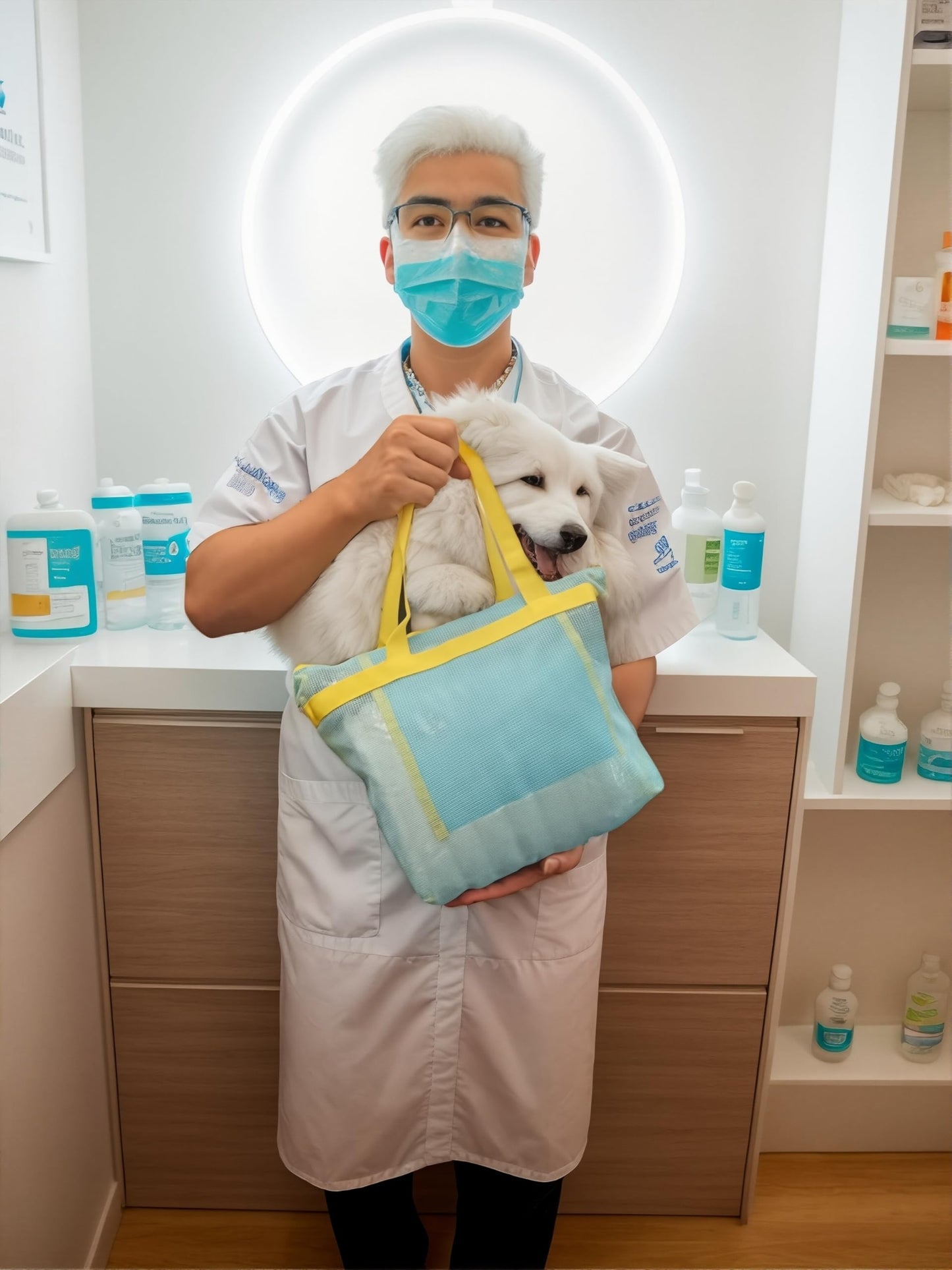 Lonsenbao 10 Pcs Surgery Recovery Kit for Dogs –Adjustable Dog Cone & Fluffy Dog Blanket (40''x60'') – Get Well Soon –Cleaning Wipes,Calming Toy, Bandages & Mesh Bag –Sympathy Gift for Pet (Blue-XL)