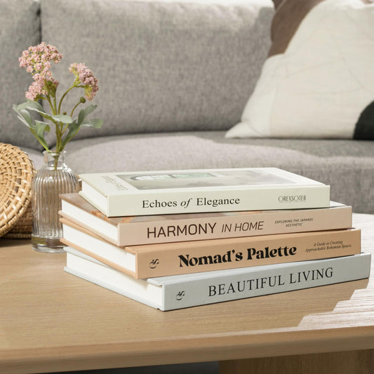Decorative Books for Home Decor Set of 4 Large Faux Decoration Coffee Table Books Hardcover Aesthetic Book Nook Mantel Accent Modern Bookshelf Styling Entry Table Display Stackable Neutral Tones