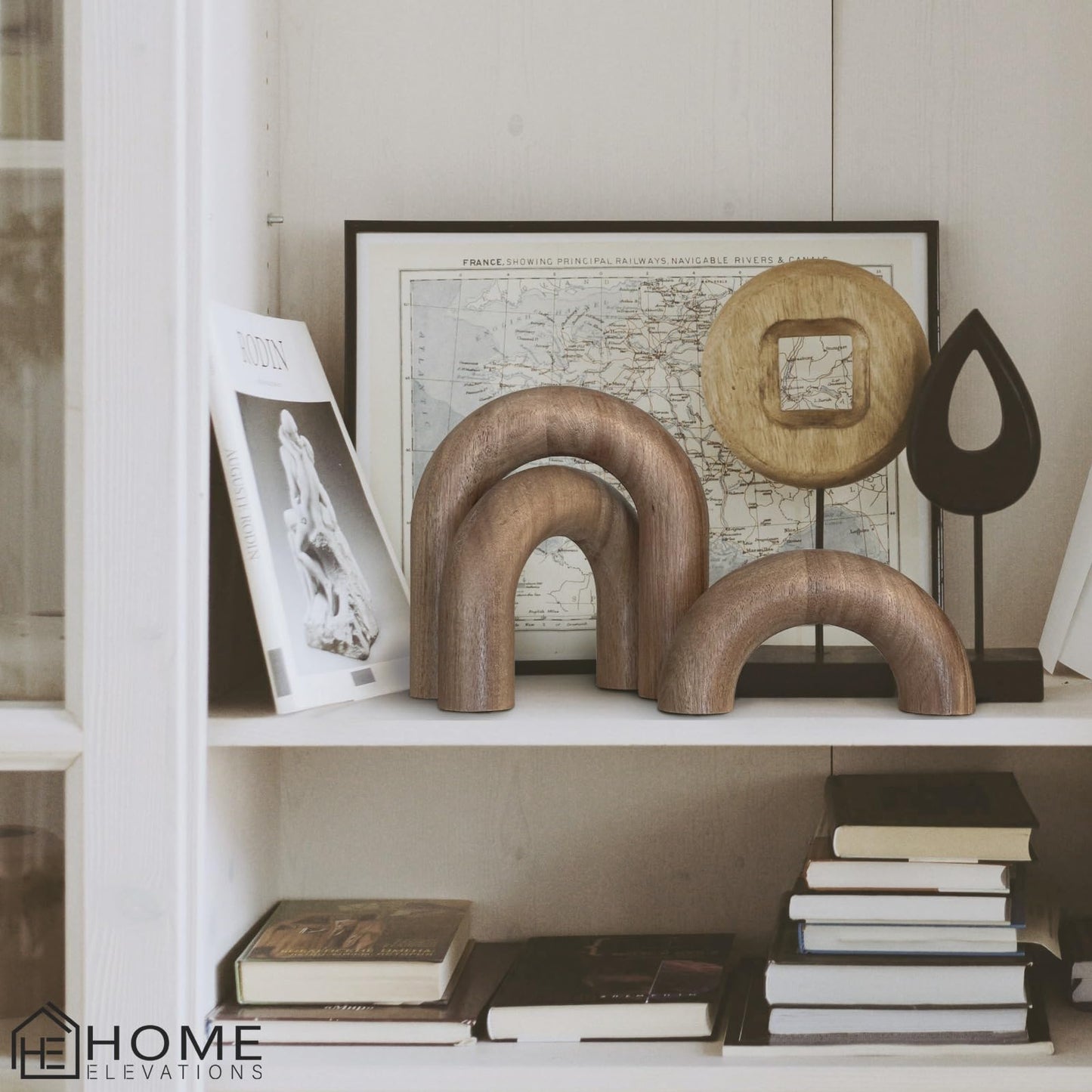 Product Elevations Wooden Arch Decor Set of 3 - Shelf Decor Aesthetic for Coffee Tables, Bookshelves, & Entryways - Acacia Wood Japandi Home Decor Accents - Modern Decorative Objects