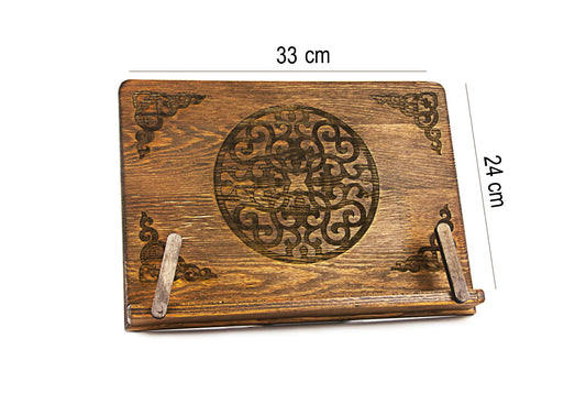 ihvan online, Vintage Wooden Book Holder Stand, Portable and Adjustable Cookbook Holder, Tablet Recipe Book Bible or Quran Stand, Perfect Mother's or Father's Day Gifts
