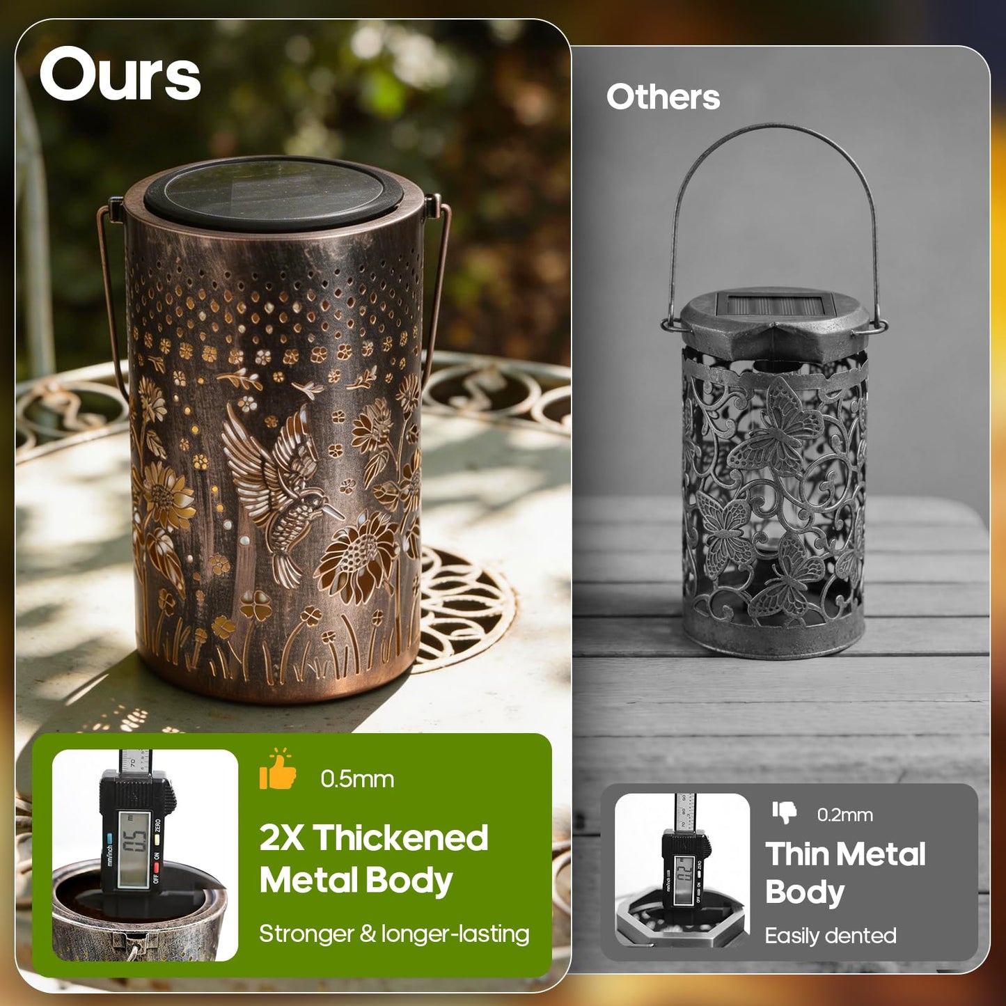 Solar Lanterns Outdoor Waterproof Christmas Gifts Hummingbird Sunflower Garden Decor, Best Gifts for Mom Women Grandmom, Hanging Metal Lantern Lights for Patio, Pathway, Yard, Landscape, Lawn