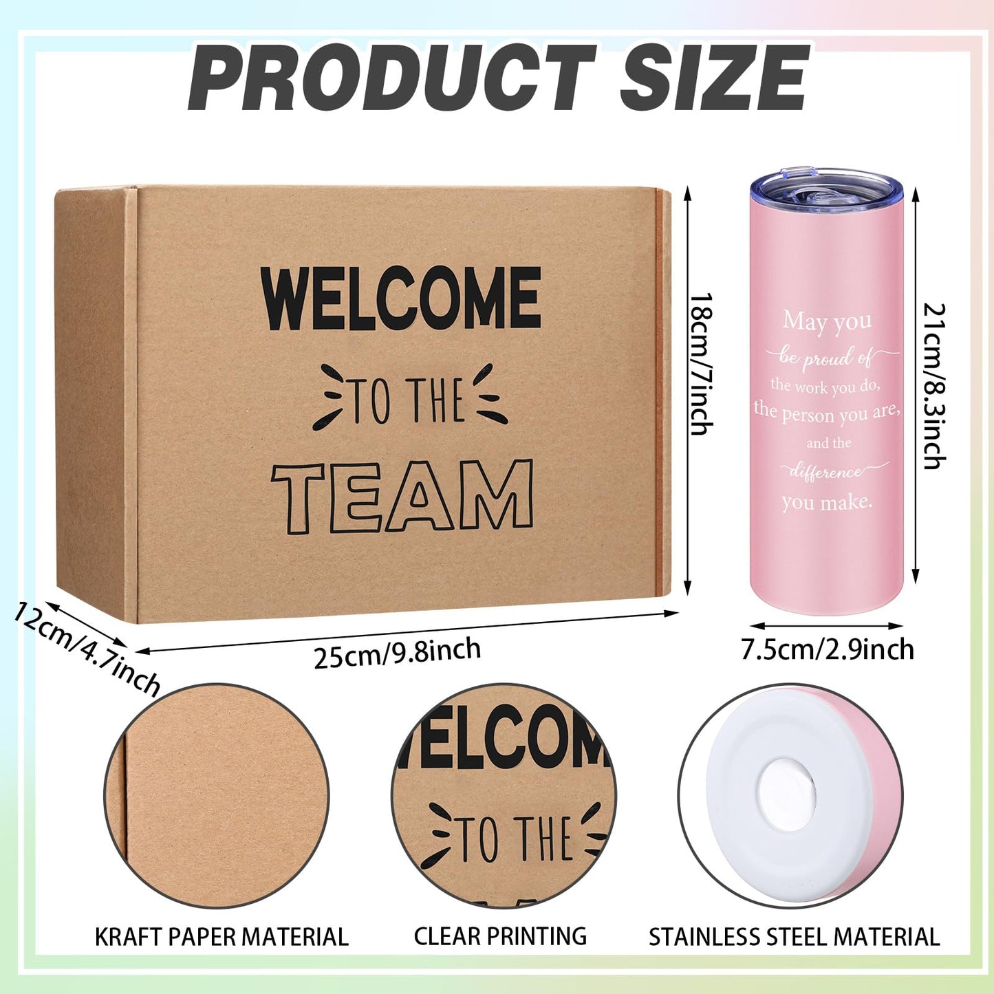 Teenyyou 7 Pcs New Employee Welcome to The Team Gift Set for Him or Her Welcome to The Team Gift Box Holiday Gifts Include 20oz Tumbler Notebook Pens and Sticky Note for New Employee Worker(Pink)